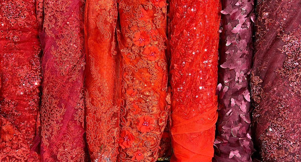 Red Lace Fabric Rolls